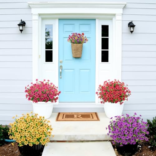 Bassion 20 Bundles Artificial Flowers for Outdoors Decorations, UV Resistant Faux Plants Fake Silk Flowers for Outside Daisy Hanging Planters Window Box Front Door Porch Patio Yard Home Decor - Image 3