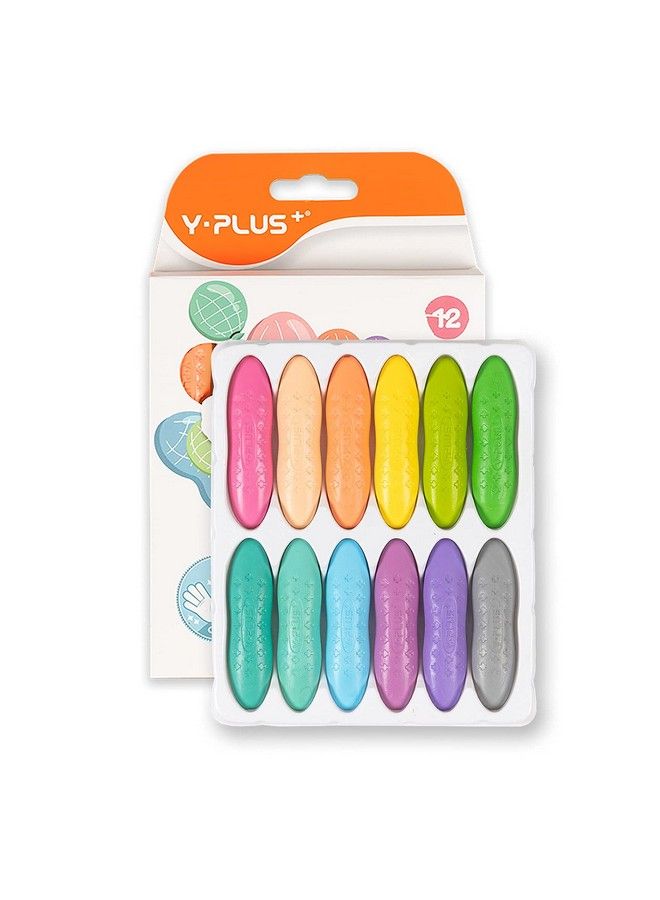 YPlus أقلام شمع الفول السوداني للأطفال 12 لون باستيل قابلة للغسل آمنة للأطفال غير سامة للأعمار 24 13 48 لوازم فنون التلوين - Image 1