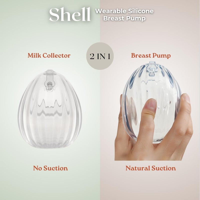 HAAKAA Shell Wearable Hands-Free Manual Breast Pump/Milk Collector â€“ Medical-Grade Silicone â€“ Compact, Portable & Discreet â€“ Leak-Proof Valve 4 oz 1PK - Image 2