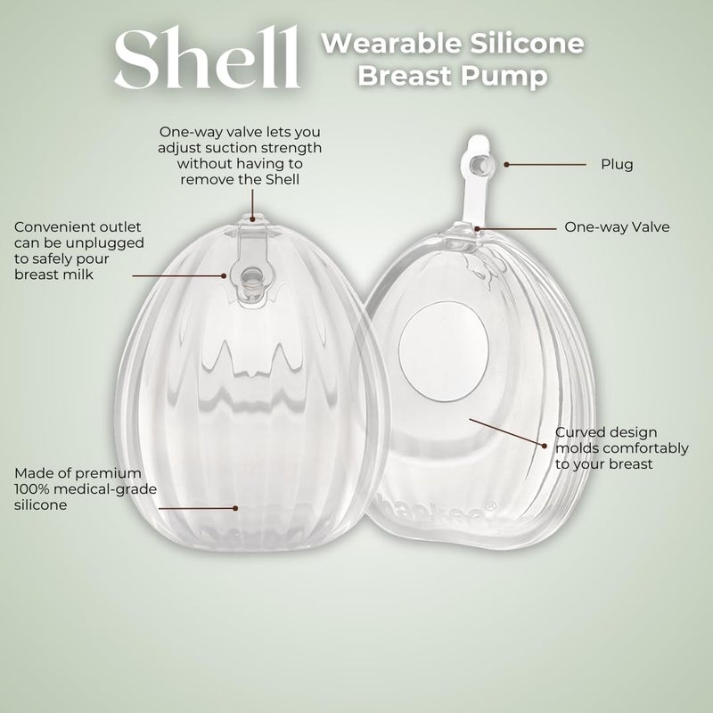 HAAKAA Shell Wearable Hands-Free Manual Breast Pump/Milk Collector â€“ Medical-Grade Silicone â€“ Compact, Portable & Discreet â€“ Leak-Proof Valve 4 oz 1PK - Image 4