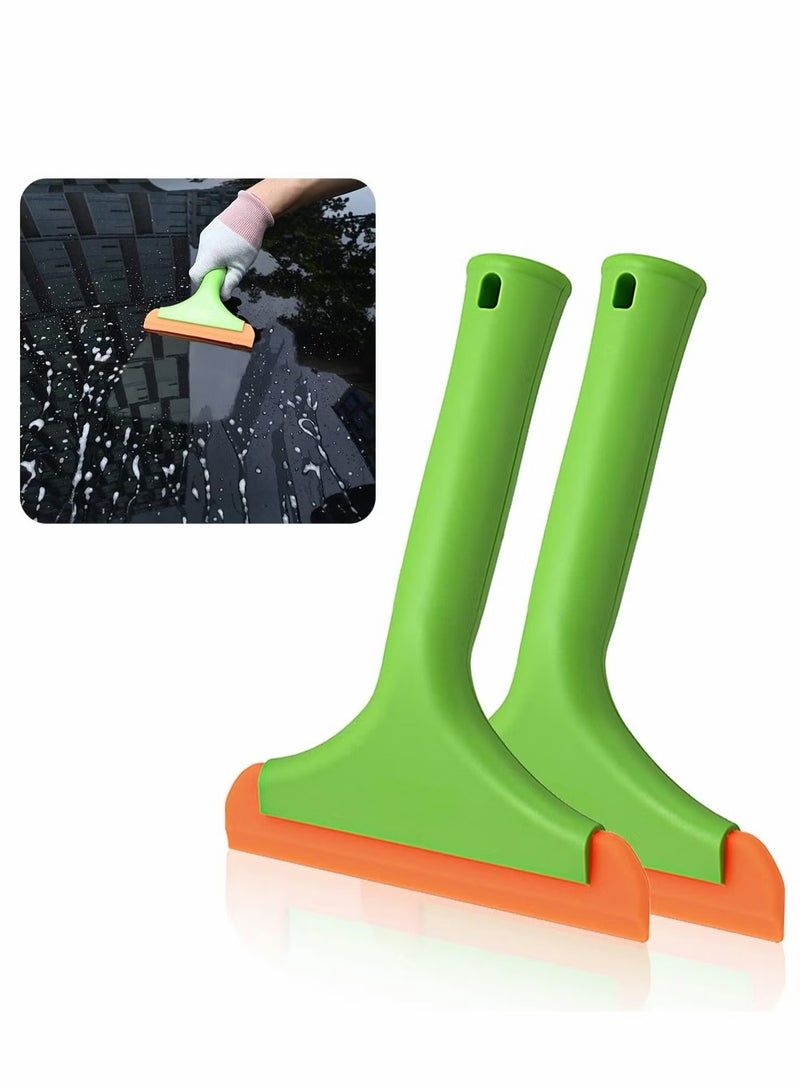 Beauenty Silicone Small Squeegee,Flexible Rubber Squeegee,Shower Squeegee W/Non-Slip Handle Auto Water Blade Window Tint Squeegee for Car Windshield Mirror Glass Door Bathroom 2PCS (Green)  - Image 1