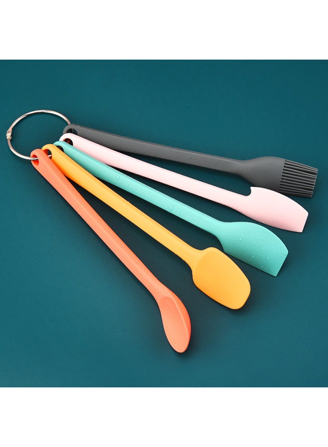 Color Mini Silicone Spatula 5-piece Set Heat-resistant Cream Spatula Cake Mixing Spatula Baking Tool Oil Brush-Colour:Colorful Silicone Spatula Five-piece Set + (bulk, No Steel Ring, No Color Box)  - Image 4