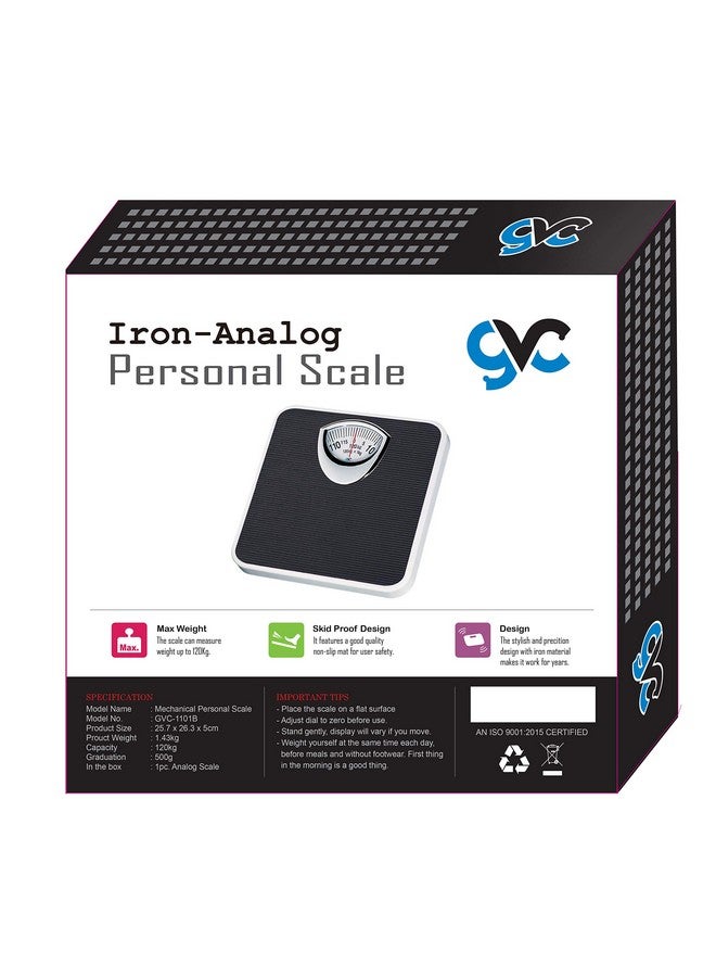 GVC Analogue Personal Health Check Up Fitness Weighing Scale (Black) - Image 5