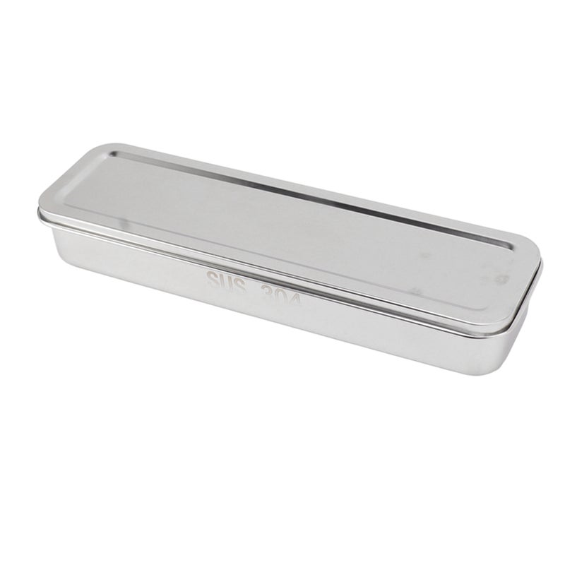 Stainless Steel Cutlery Tray Holder Kitchen Chopstick Spoon Fork Storage Box with Lid Drainer Natural Color - Image 2