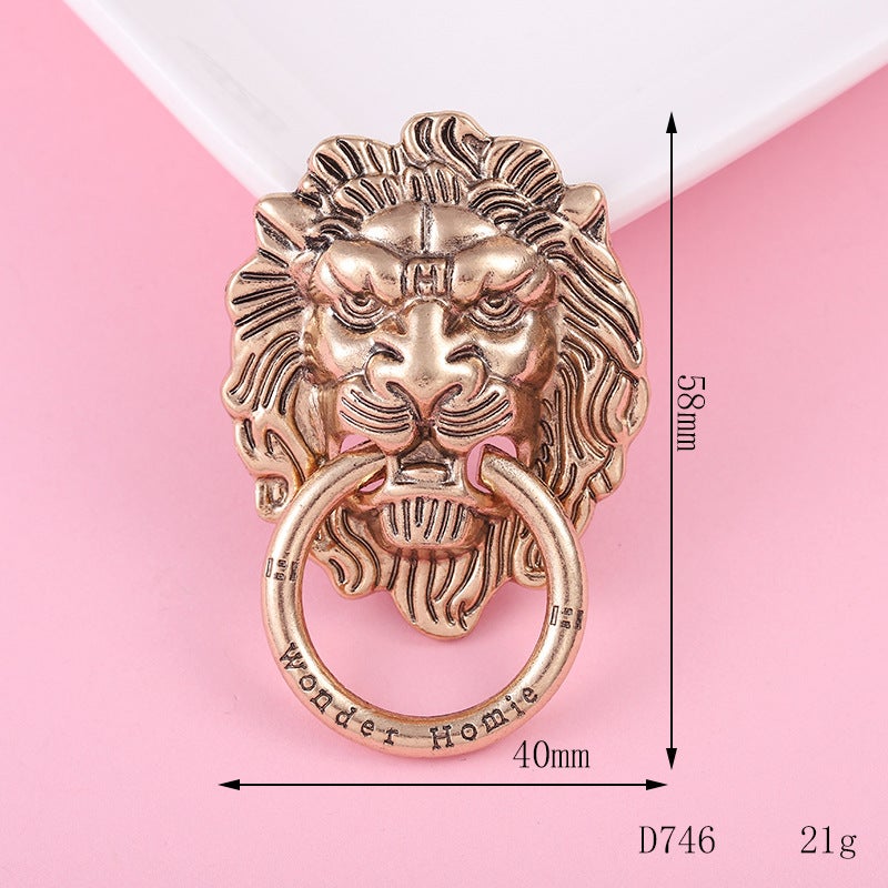 Vintage Lion Leopard Elephant Alloy Rhinestone DIY Jewelry Craft Supplies D746 lion head (ancient KC Gold)