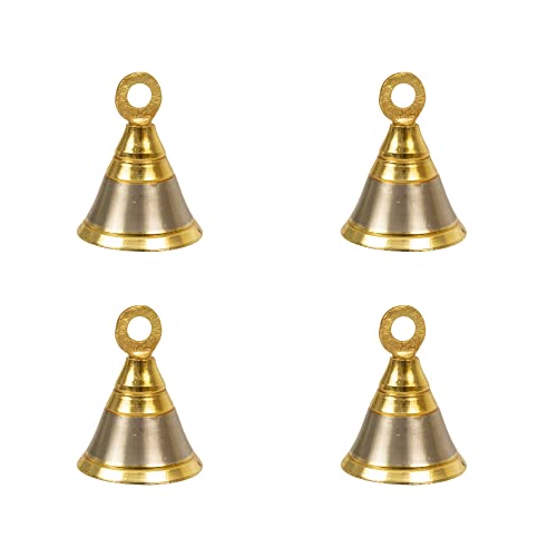 Putrika Traditional Brass Pooja Door Bell | Ghanti for Worship | Temple Home - Two Color (Medium) [Pack of 4] - Image 1
