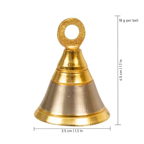 Putrika Traditional Brass Pooja Door Bell | Ghanti for Worship | Temple Home - Two Color (Medium) [Pack of 4] - Image 2