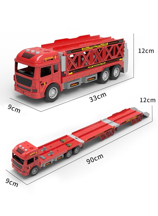 Big Truck Toys, Racing Track Toys, Truck Toys, Transporter With Slots And Foldable Track, Carrier Toys, Suitable For Toddler Car Toy Sets, Container Truck Toys With 8 Alloy Car Toy Sets, Suitable For Children Over 3 Years Old  - Image 2