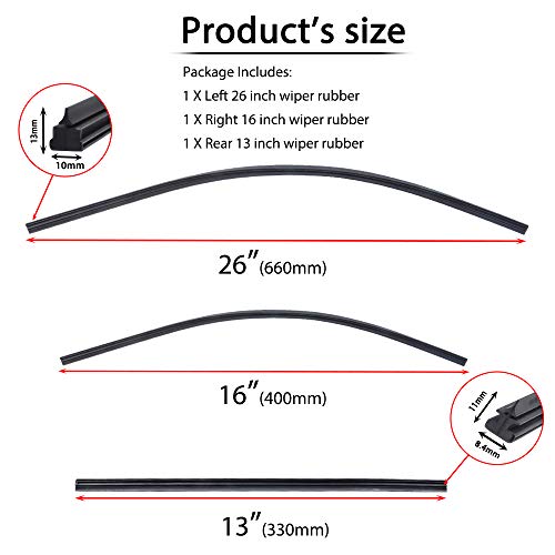 OTUAYAUTO Replacement for Honda CRV 2012-2016, OTUAYAUTO Windshield Wiper Blade Refills - Replace OEM: 76622-STK-A02, 76632-STK-A02, 76732-T0A-003 - Image 3