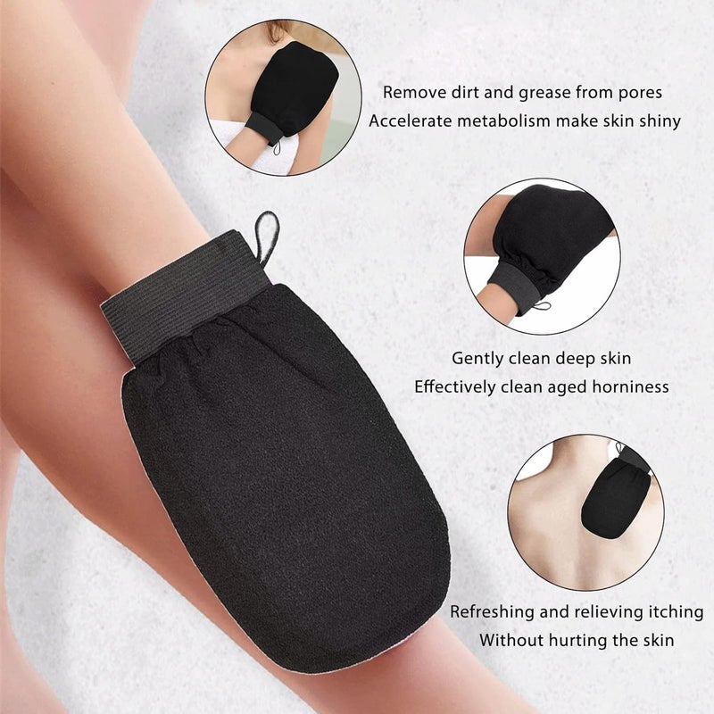 Juformin Shower Gloves, Exfoliating Glove, Scrub Gloves, Exfoliating Bath Glove, Exfoliating Mitt, Special Body Scrubber for Removes Dead Skin without Damaging the Skin (black) - Image 3
