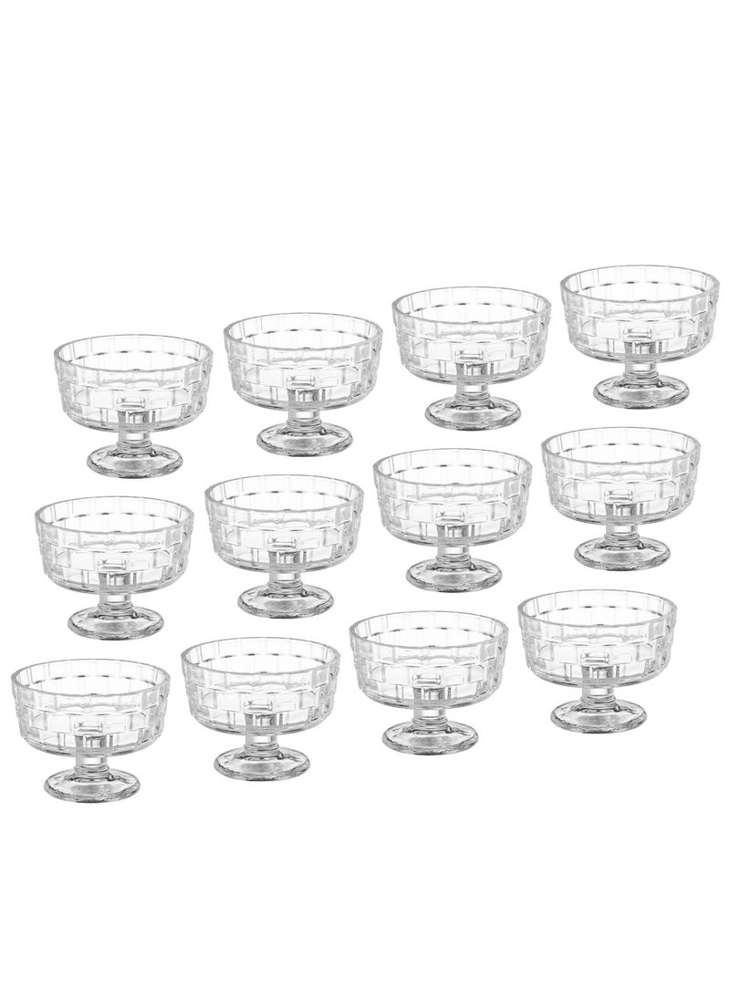 Blinkmax 12 Pieces Clear Glass Multipurpose Ice Cream and Nut Serving Bowl Set 265 ml  - Image 2