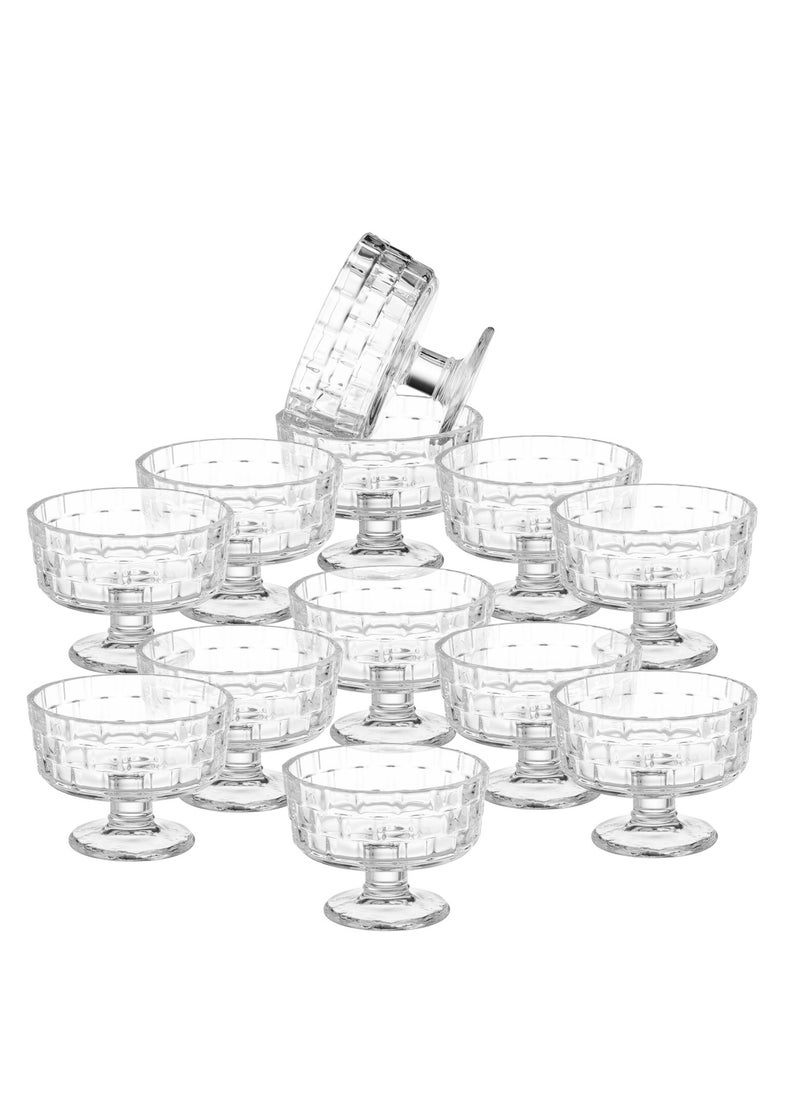 Blinkmax 12 Pieces Clear Glass Multipurpose Ice Cream and Nut Serving Bowl Set 265 ml  - Image 1