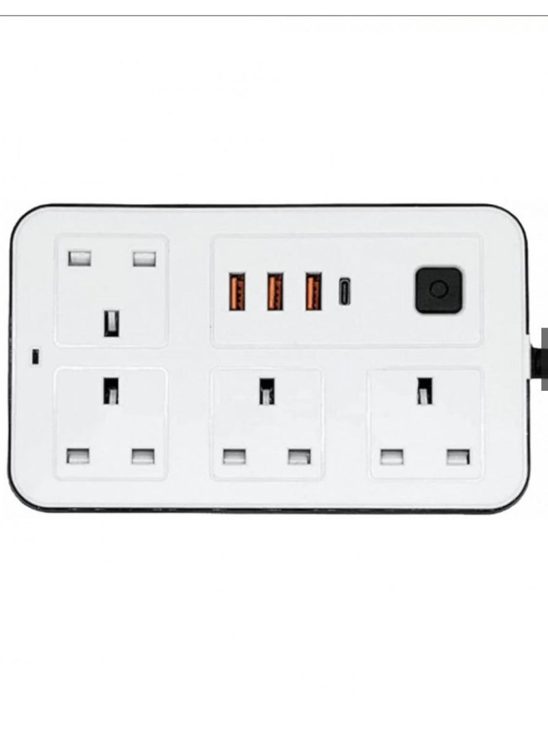 White multifunctional power socket 2 meters - Image 3