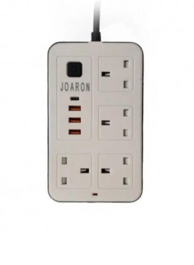 White multifunctional power socket 2 meters - Image 2