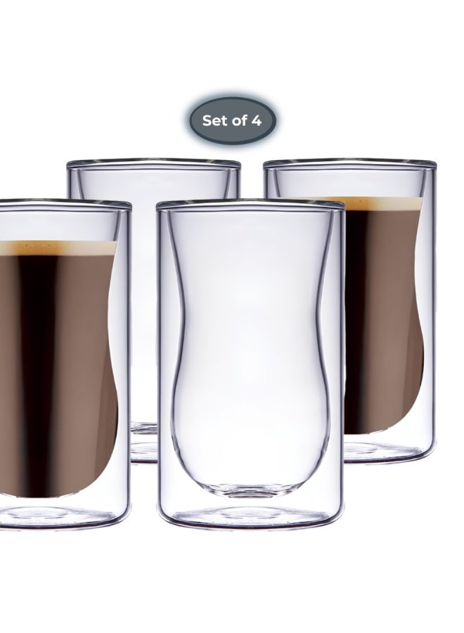 BLACKSTONE Double Wall Estikana Tea Glasses, Set of 4, 100ml, Borosilicate Insulated Tea Cups, Clear, DG892 - Image 4