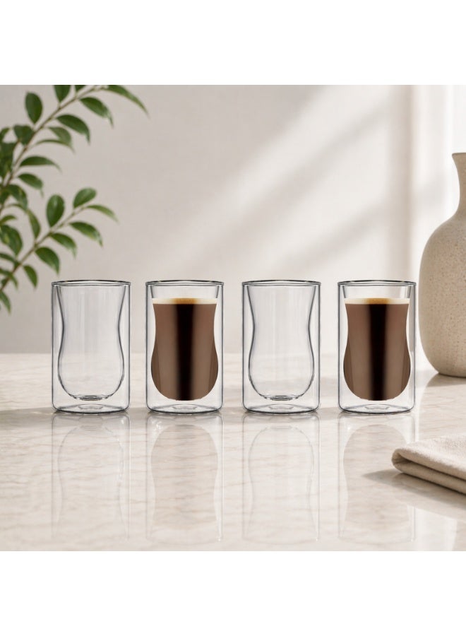 BLACKSTONE Double Wall Estikana Tea Glasses, Set of 4, 100ml, Borosilicate Insulated Tea Cups, Clear, DG892 - Image 2
