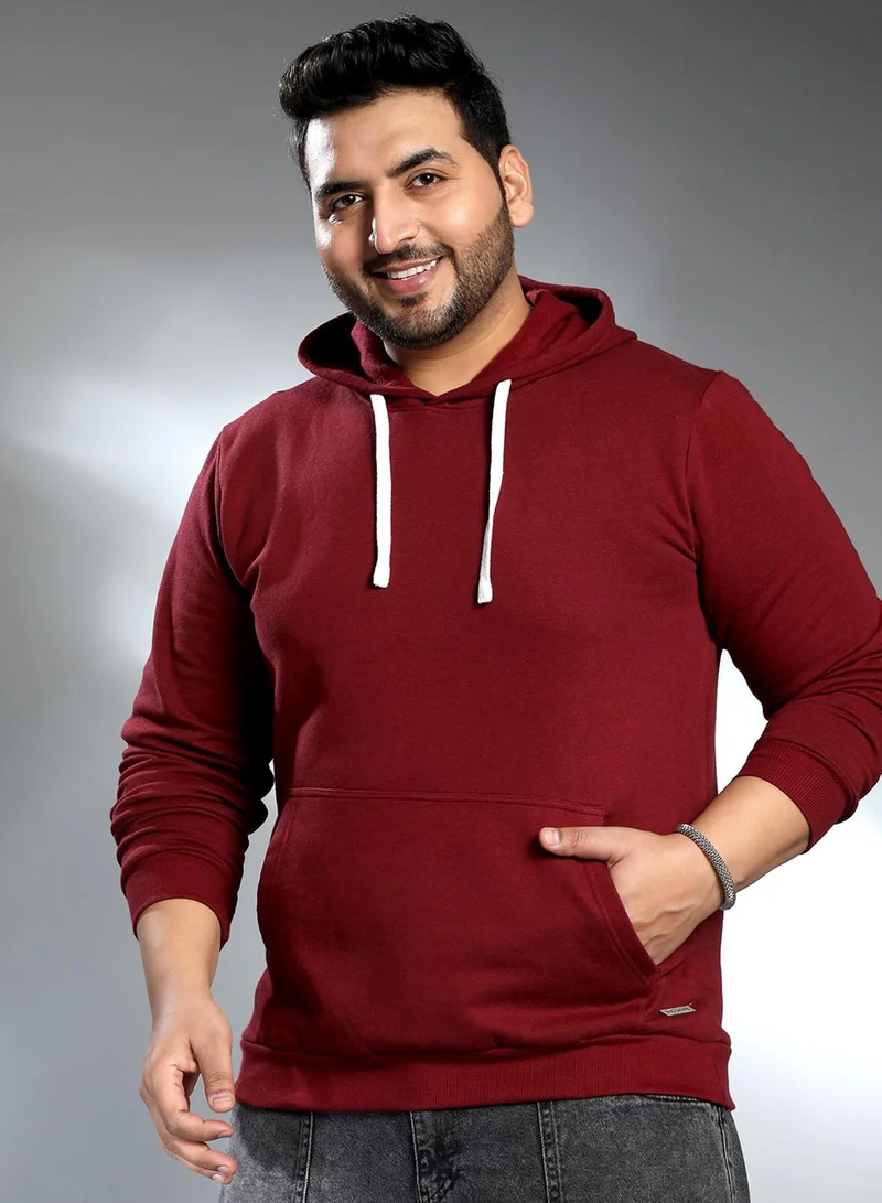 انستافاب بلس هودي رجالي أحمر خمري سادة بلس سايز للاستخدام اليومي