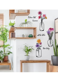 Creative Plant Flower Vase and Freely Combinable Alphabet Wall Sticker, Special for Living Room and Bedroom