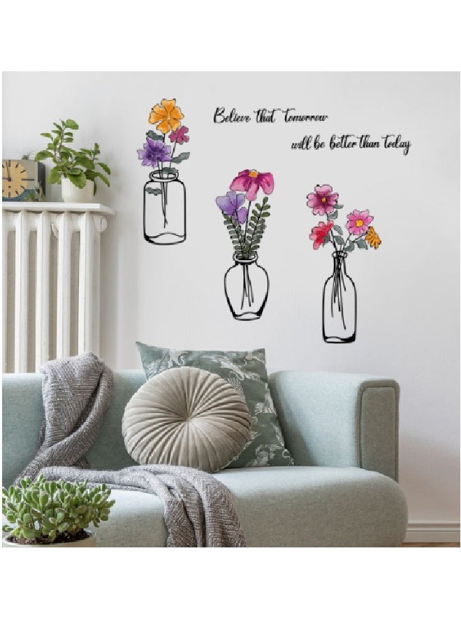 Generic - Creative Plant Flower Vase and Freely Combinable Alphabet Wall Sticker, Special for Living Room and Bedroom - Image 1