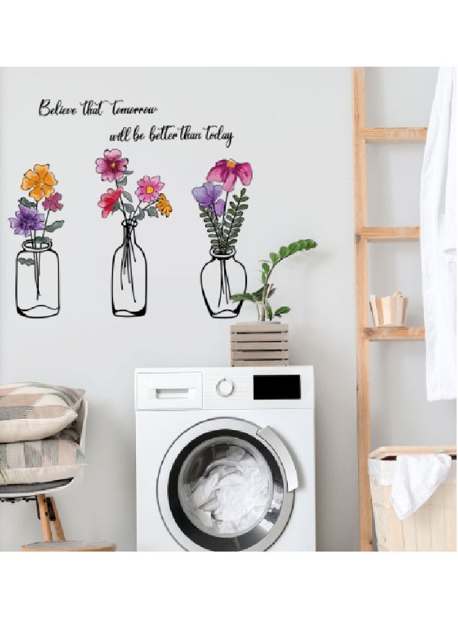 Generic - Creative Plant Flower Vase and Freely Combinable Alphabet Wall Sticker, Special for Living Room and Bedroom - Image 1