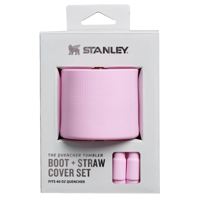 Stanley 40oz Stanley Quencher Boot + Straw Topper Silicone Protective Sleeve & Straw Cover – Cherry Blossom - Image 1