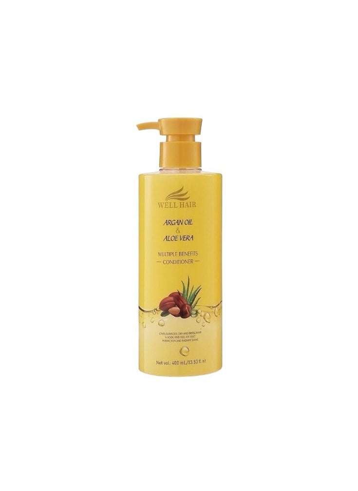 Well Care - Well Hair Argan Oil & Aloe vera Multiple Benefits Conditioner 400ml - Image 1