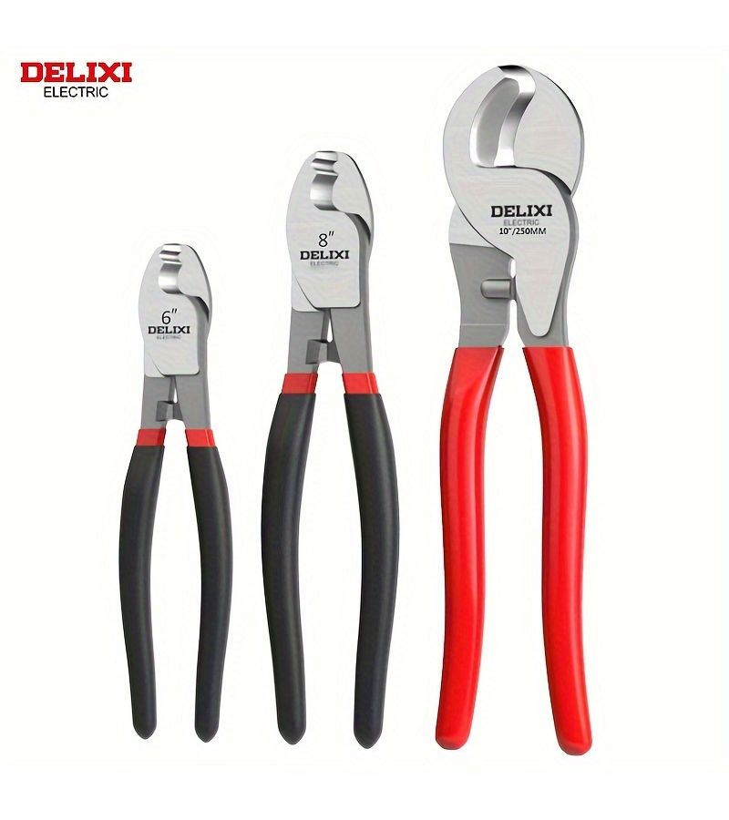 Black 8 Inch Chrome Vanadium Steel Cable Cutter Wire Stripper With Comfort Grip Precision Cutting Tool For Electricians Ergonomic Design - Image 1