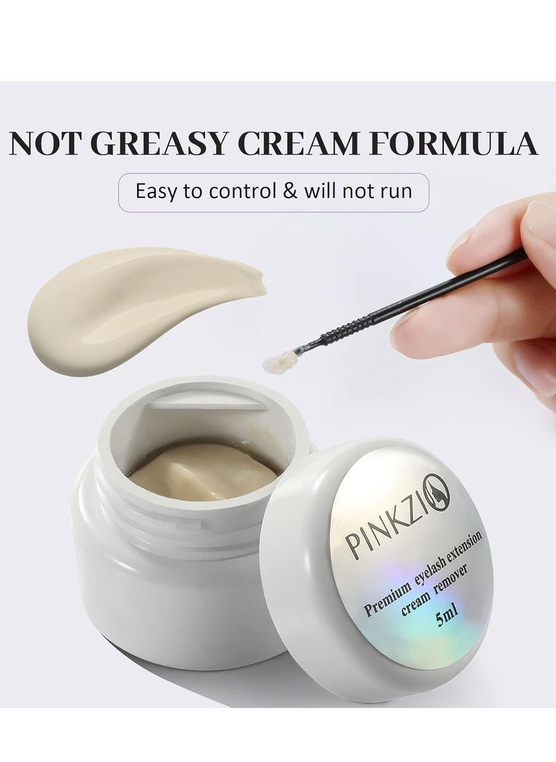 Eyelash Extension Glue Remover, PINKZIO Lash Extension Cream Remover For Eyelash Extension Glue, Fast Lash Adhesive Dissolution, Easy To Control, No Damage To Natural Lahes-5 ml, white