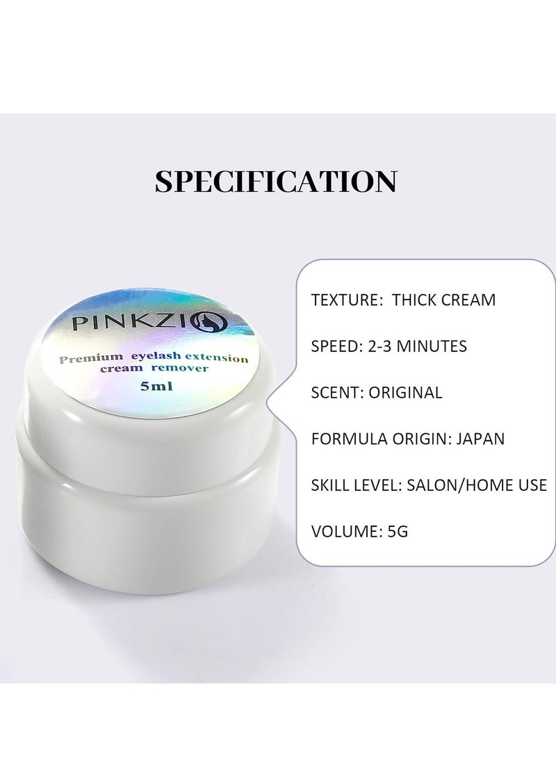 Eyelash Extension Glue Remover, PINKZIO Lash Extension Cream Remover For Eyelash Extension Glue, Fast Lash Adhesive Dissolution, Easy To Control, No Damage To Natural Lahes-5 ml, white