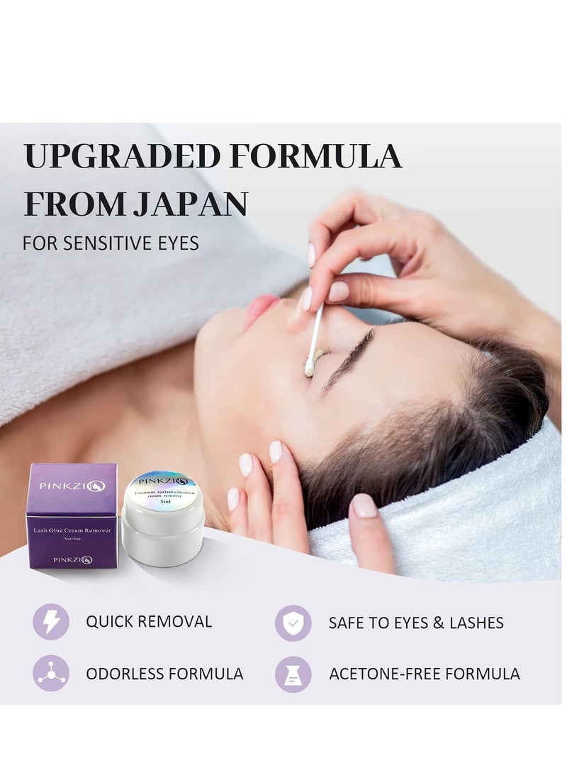 Eyelash Extension Glue Remover, PINKZIO Lash Extension Cream Remover For Eyelash Extension Glue, Fast Lash Adhesive Dissolution, Easy To Control, No Damage To Natural Lahes-5 ml, white