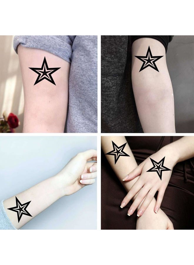 Dopetattoo 6 Sheets Temporary Tattoos Nautical Star and Art Abstract a Temporary tattoo Neck Arm Chest for Women Men Adults 3.7 X 3.7 Inch Stars Tattoo - Image 2