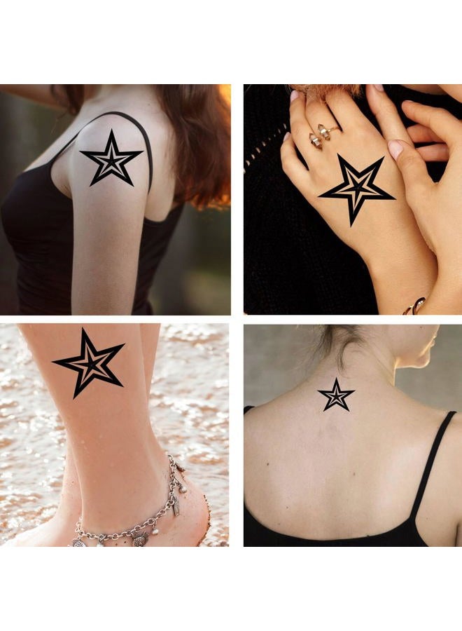 Dopetattoo 6 Sheets Temporary Tattoos Nautical Star and Art Abstract a Temporary tattoo Neck Arm Chest for Women Men Adults 3.7 X 3.7 Inch Stars Tattoo - Image 3