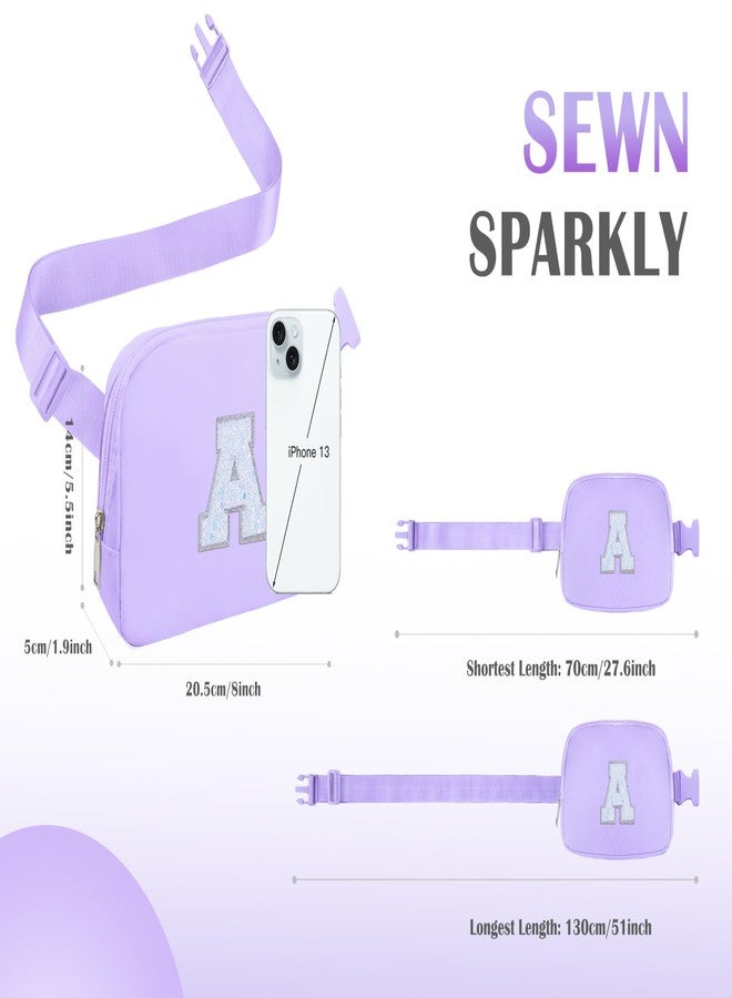 COSHAYSOO هدايا عيد الميلاد من كوشايسو للفتيات من عمر 6 إلى 13 سنة، حقيبة يد بنفسجية، حقيبة خصر، حقيبة كروسبودي، حقيبة حزام، مقاسات من 6 إلى 8 سنوات، من 8 إلى 10 سنوات، من 8 إلى 12 سنة، مناسبة للفتيات المراهقات، أشياء لطيفة للبنات، حرف A - Image 5