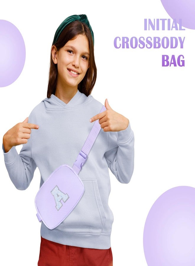 COSHAYSOO هدايا عيد الميلاد من كوشايسو للفتيات من عمر 6 إلى 13 سنة، حقيبة يد بنفسجية، حقيبة خصر، حقيبة كروسبودي، حقيبة حزام، مقاسات من 6 إلى 8 سنوات، من 8 إلى 10 سنوات، من 8 إلى 12 سنة، مناسبة للفتيات المراهقات، أشياء لطيفة للبنات، حرف A - Image 4