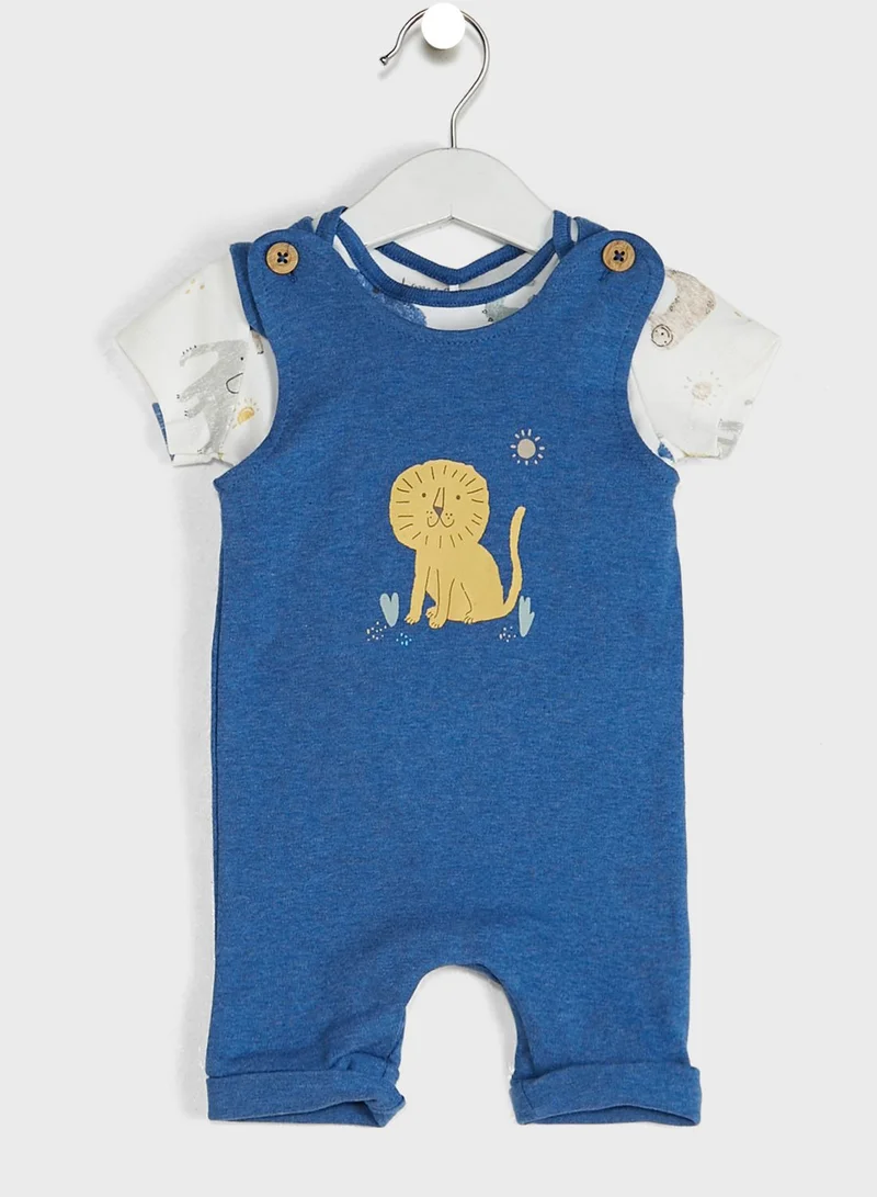 Homegrown Infant Safari Print T-Shirt & Dungaree Set