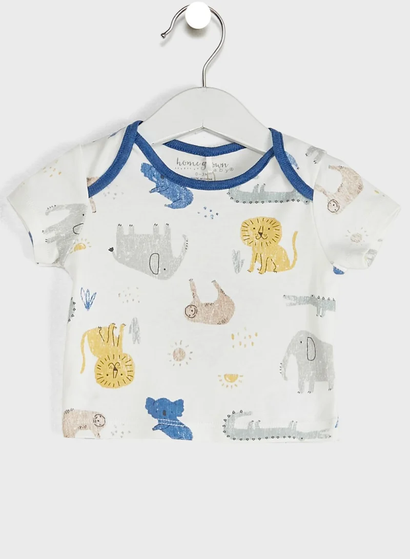 Homegrown Infant Safari Print T-Shirt & Dungaree Set