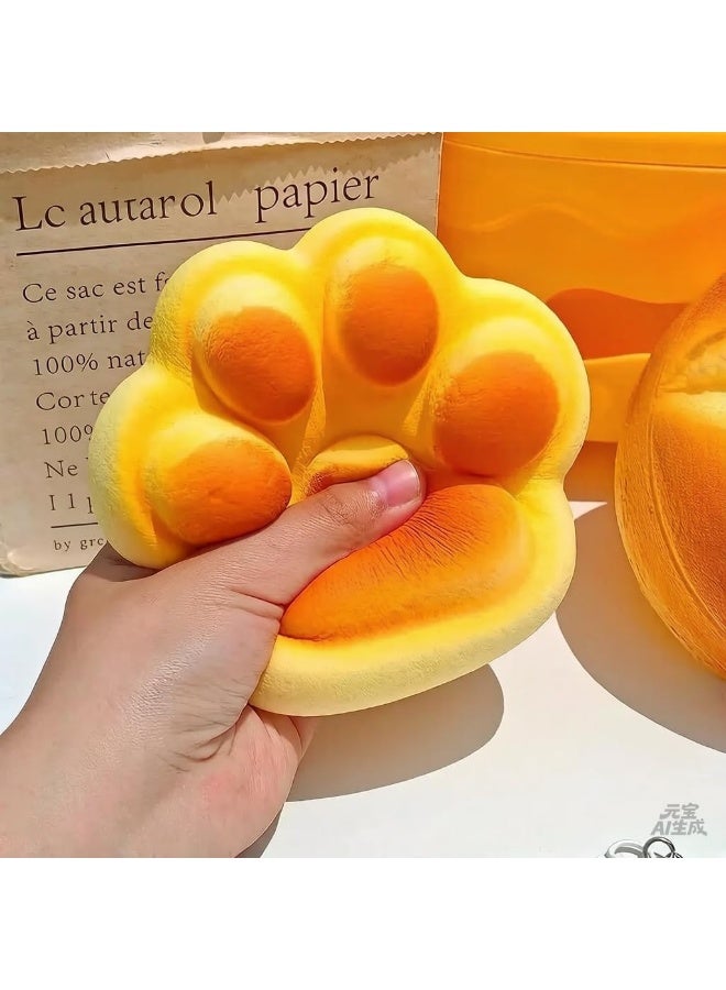 Meetion 4.7IN Bread Butter Cat Paw Squishy, Slow Rising Squishy Toys for Kids Boys Girls Children Adult, Stress Relief Squeeze Bread Toy, PU Material Fidget Toy for Office Party Favor (Bread-Cat Paw) - Image 4