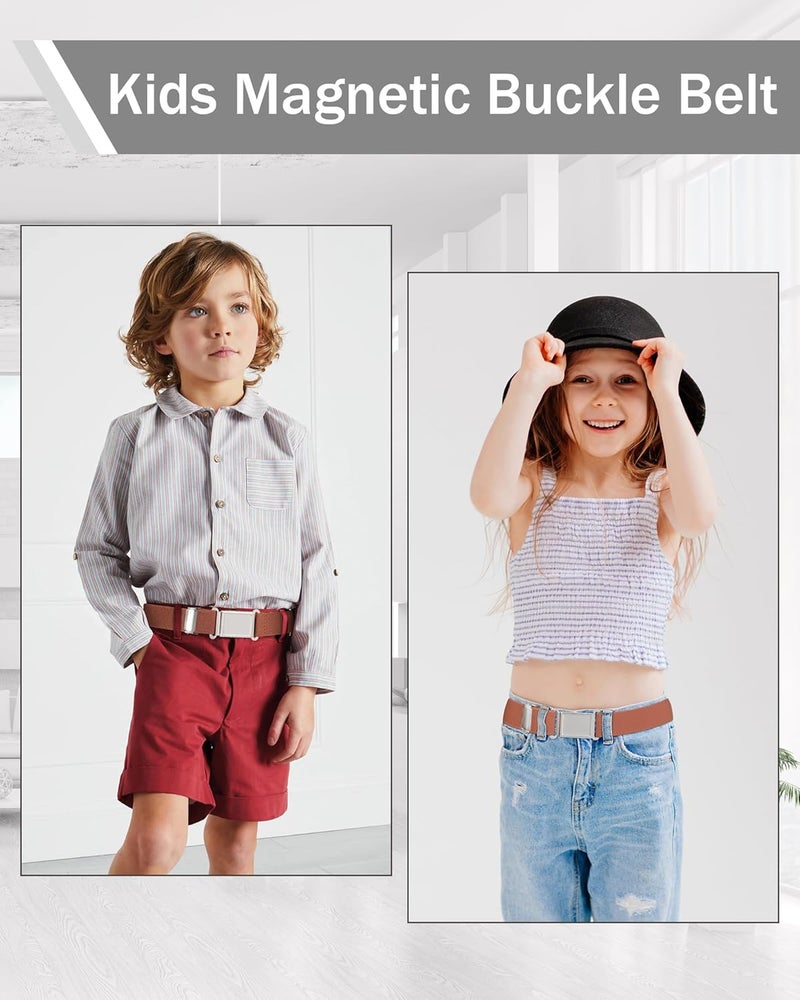 WELROG Kids Adjustable Magnetic Belt for Boys - Girls Elastic Stretch Buckle Belts Toddler - Image 2