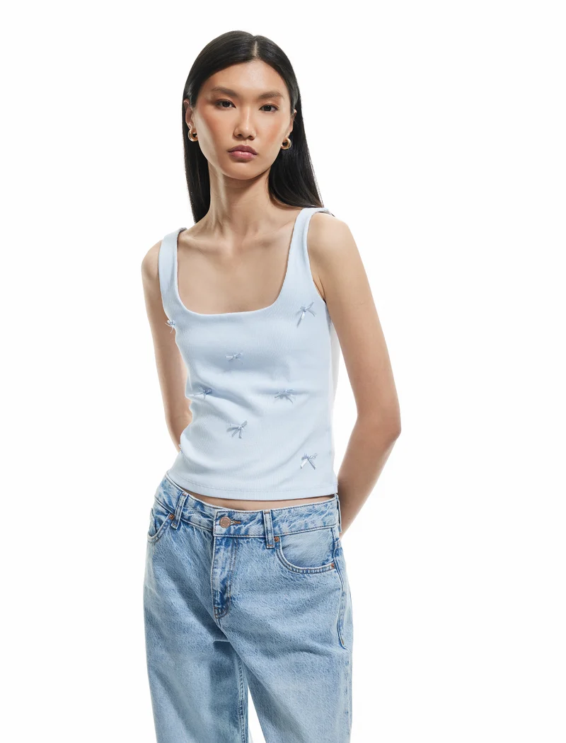 كوتون Square Neck Tank Top