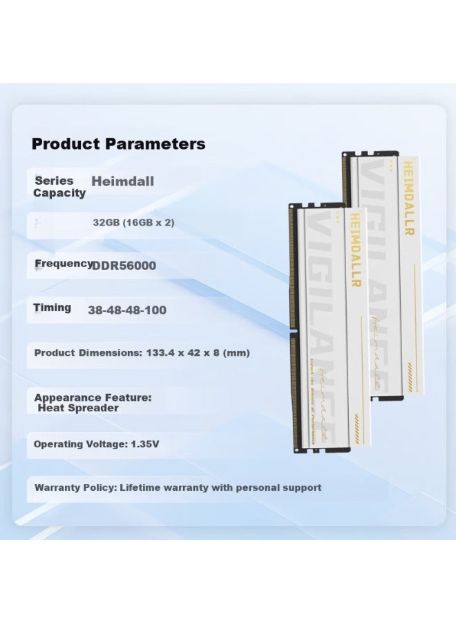 Asgard 32gb Ddr5 6000 Desktop Memory Heimdall Heat Spreader Samsung Chips Cl38 Arctic White