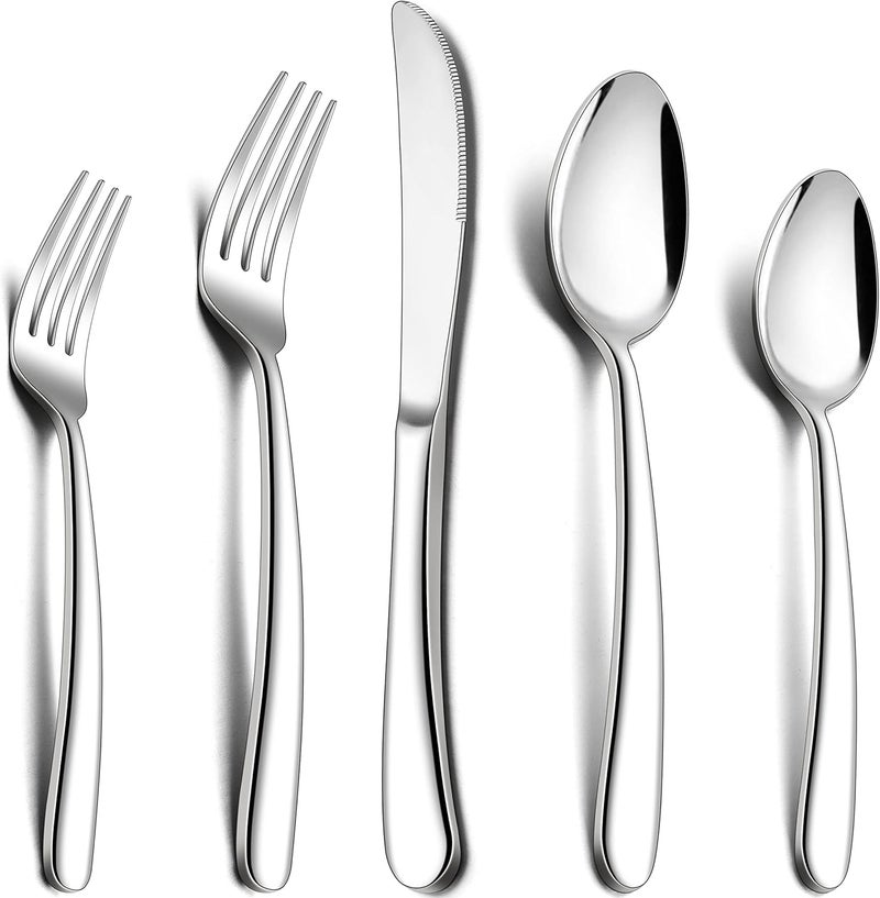 Herogo Heavy Duty Stainless Steel Silverware Set 30Piece Fancy Flatware Cutlery Set for 6 Modern Tableware for Home Restaurant Wedding Heavy Eating Utensils Mirror Polished Dishwasher Safe - Image 1