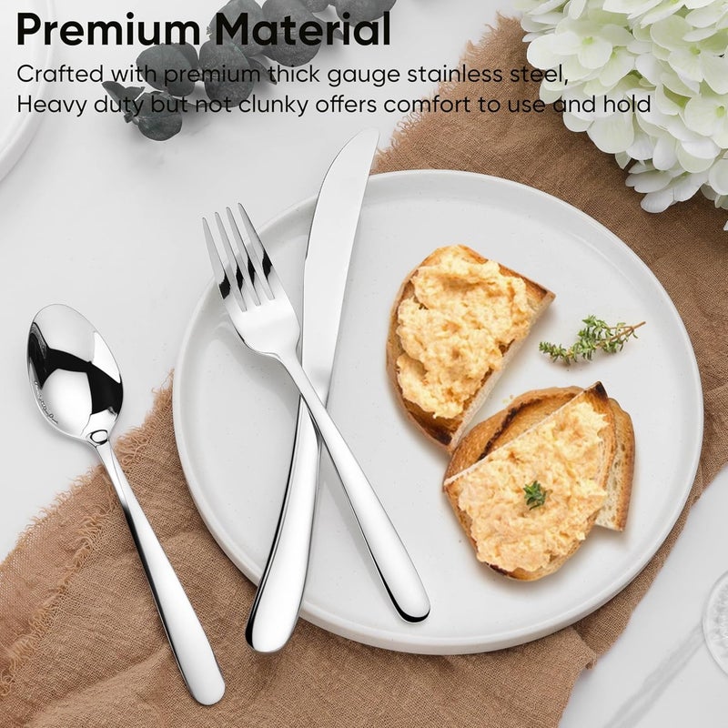 Herogo Heavy Duty Stainless Steel Silverware Set 30Piece Fancy Flatware Cutlery Set for 6 Modern Tableware for Home Restaurant Wedding Heavy Eating Utensils Mirror Polished Dishwasher Safe - Image 4