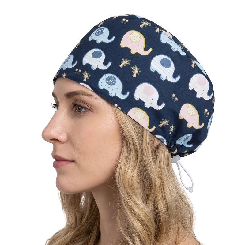 Lightweight Printed Work Cap Women Adjustable Breathable Polyester Washable - Image 1
