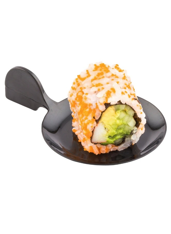 Restaurantware 3.7 x 2.5 Inch Dessert Plates, 100 Small Cocktail Plates - Unique, Fish-Shaped, Black Plastic Disposable Appetizer Plates, Holds Entrees, For Wedding, or Birthday Parties - Image 2