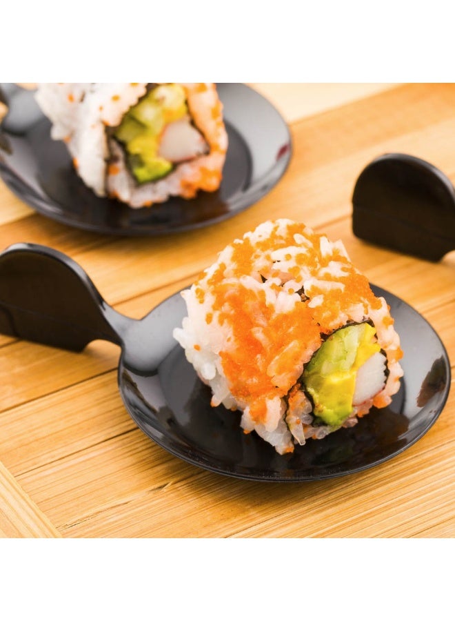 Restaurantware 3.7 x 2.5 Inch Dessert Plates, 100 Small Cocktail Plates - Unique, Fish-Shaped, Black Plastic Disposable Appetizer Plates, Holds Entrees, For Wedding, or Birthday Parties - Image 3