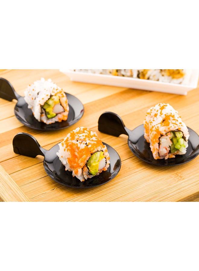 Restaurantware 3.7 x 2.5 Inch Dessert Plates, 100 Small Cocktail Plates - Unique, Fish-Shaped, Black Plastic Disposable Appetizer Plates, Holds Entrees, For Wedding, or Birthday Parties - Image 5