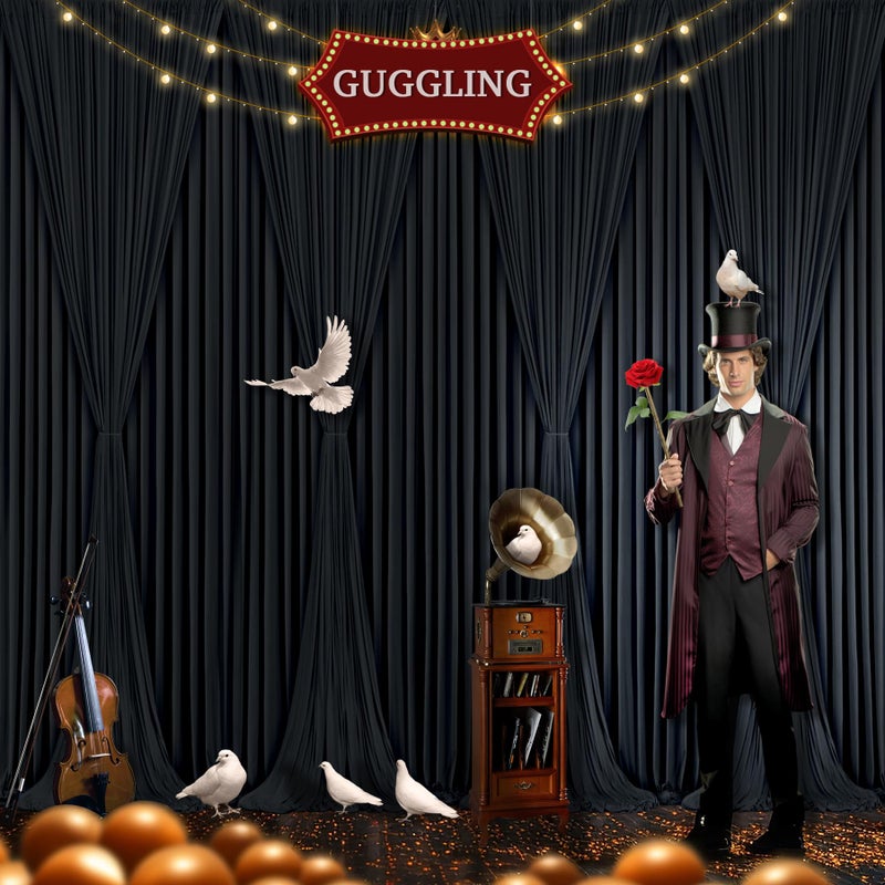 Suppromo ستارة خلفية سوداء مكونة من 4 لوحات للحفلات خالية من التجاعيد 20 قدم × 10 قدم - Image 2