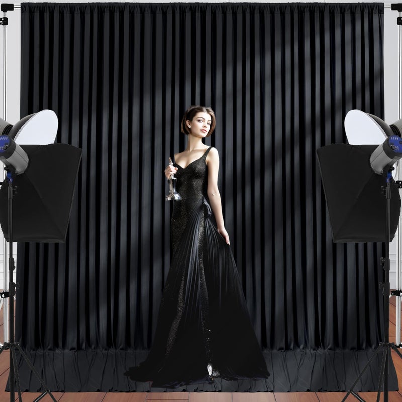 Suppromo ستارة خلفية سوداء مكونة من 4 لوحات للحفلات خالية من التجاعيد 20 قدم × 10 قدم - Image 4