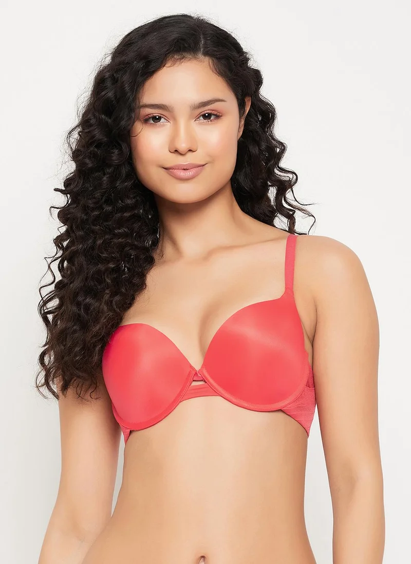 كلوفيا Clovia Level 3 Push-Up Padded Underwired Demi Cup T-shirt Bra in Red