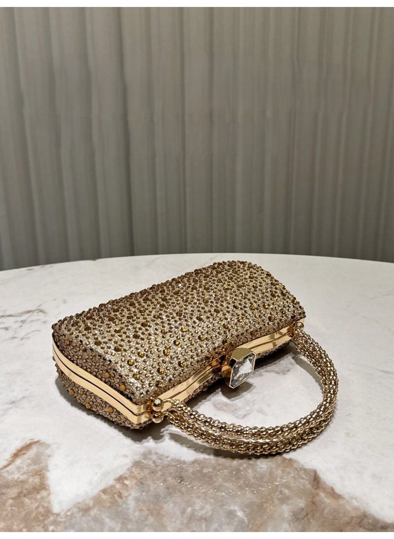 شنطة ساتشيل نسائية  لامعة مرصعة بالأحجار حقيبة يد فاخرة وسلسلة قابلة للفصل للارتداء على الكتف - Image 5